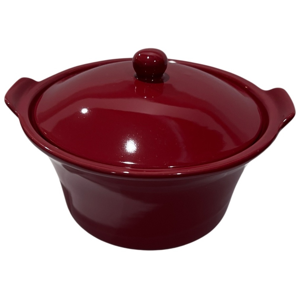 Red Ceramic Round Casserole Dish or Pot with Lid